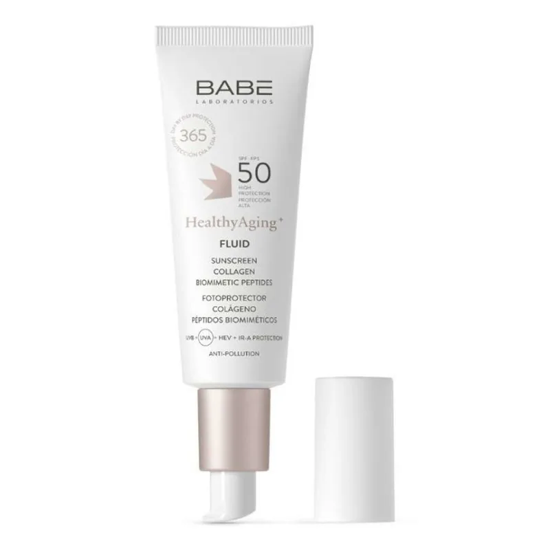 Сонцезахисний флюїд Babe Laboratorios Healthy Aging з колагеном та пептидами SPF 50 40 мл
