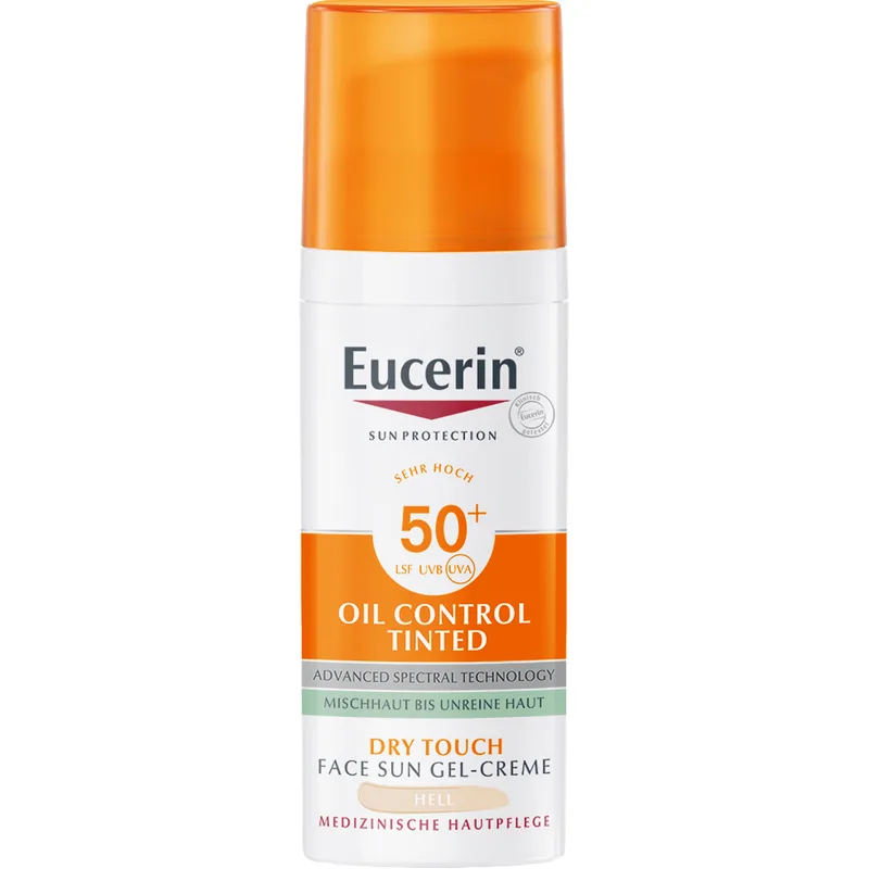 Сонцезахисний гель-крем для обличчя Eucerin Oil Control з тонуючим ефектом для комбінованої та проблемної шкіри з SPF 50+ Світлий 50 мл (4005800287633)