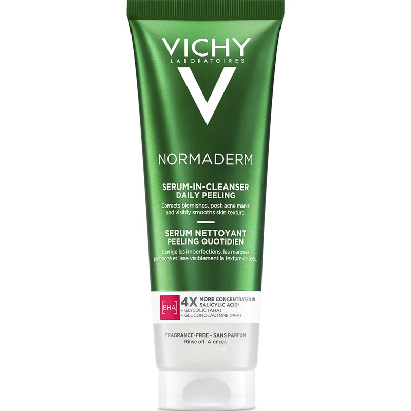 Очищаючий гель-сироватка Vichy (Віши) Normaderm з ефектом пілінгу для проблемної шкіри обличчя та тіла 125 мл