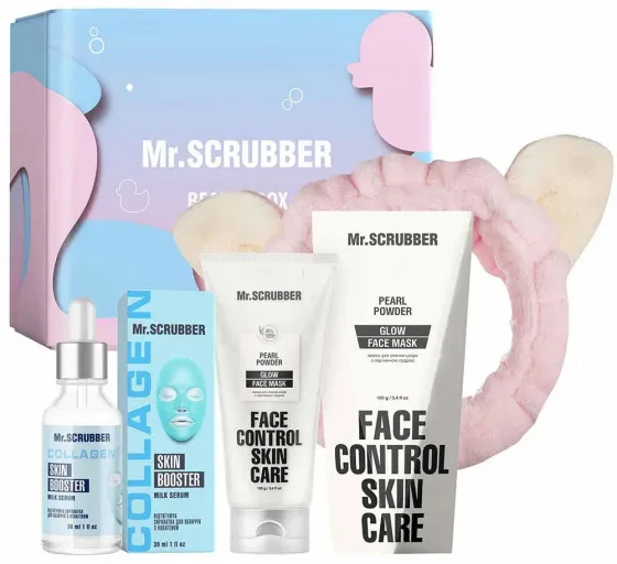 Подарунковий набір Mr.Scrubber Glow&Moisture: Маска для обличчя 150 г + Сироватка для обличчя 35 мл + Пов'язка для волосся