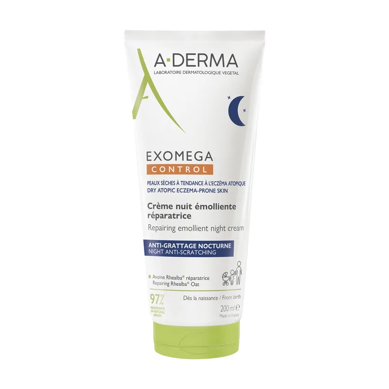 Крем-емолент для обличчя та тіла A-DERMA (А-Дерма) Екзомега Контрол відновлюючий нічний
