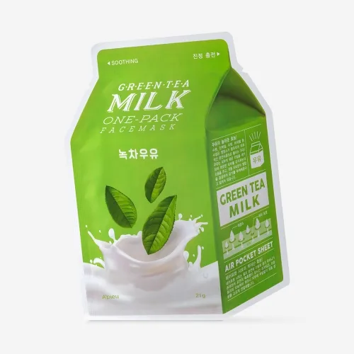 Тканинна маска A'pieu Green Tea Milk One-Pack з екстрактом зеленого чаю, 21 мл