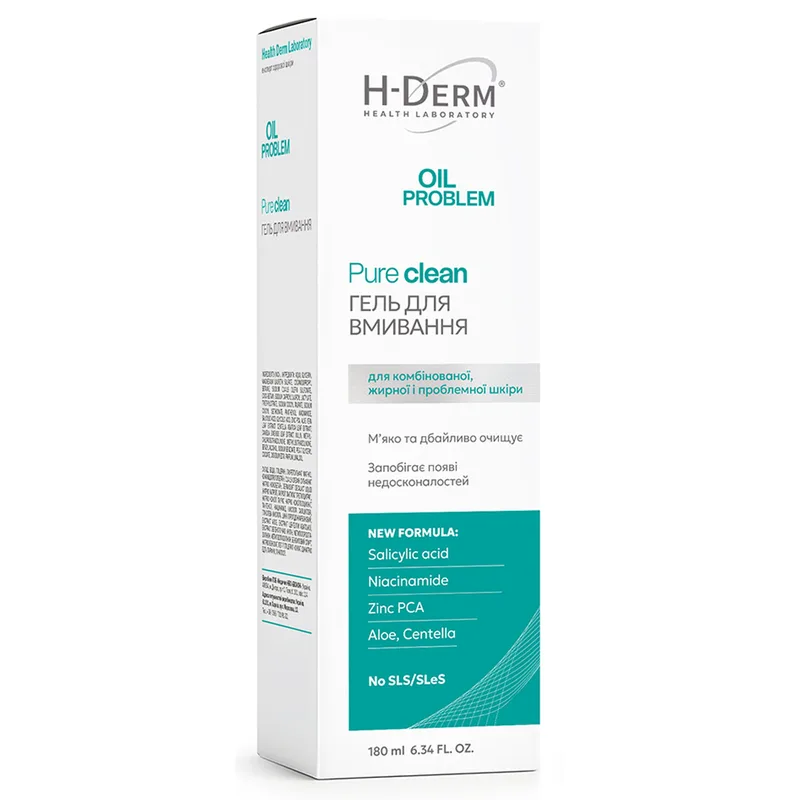 Гель для вмивання HEALTH DERM LABORATORY (Хелс Дерм Лабораторі) Oil Problem Pure Clean (Оіл Проблем Пур Кліа) для комбінованої, жирної шкіри 180 мл