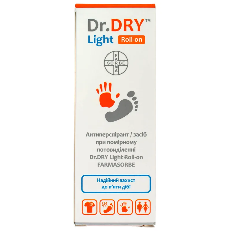 Антиперспірант/засіб при помірному потовиділенні Dr.DRY (Др. Драй) Light (Лайт) Roll-on 50 мл FARMASORBЕ