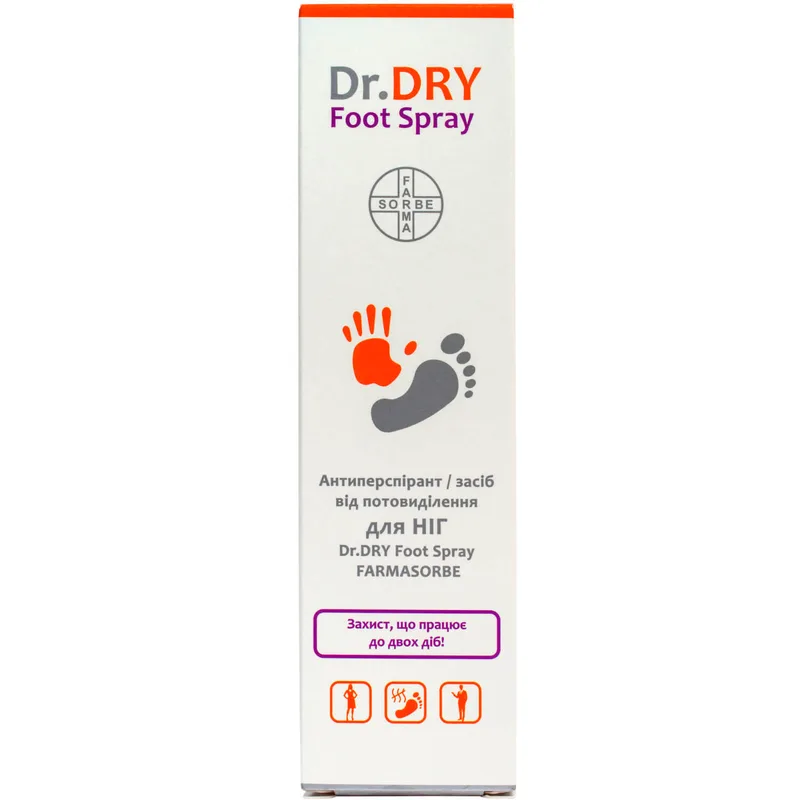 Антиперспірант/засіб для ніг Dr.DRY (Др. Драй) Foot Spray (Фут Спрей) від потовиділення 100 мл FARMASORBЕ