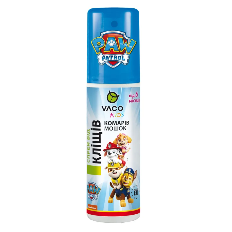 Спрей від комарів, кліщів та мошок VACO (Вако) KIDS (Кідс) Paw Patrol Sensitive для дітей з 6-ти місяців репелентний з Icaridin 10% 80 мл