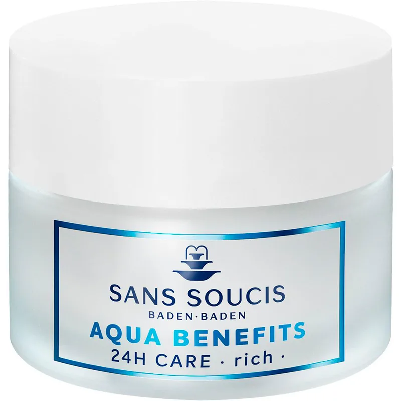 Догляд для сухої шкіри обличчя SANS SOUCIS (Сан Сусі) Aqua Benefits 24 години зволоження насичений 50 мл