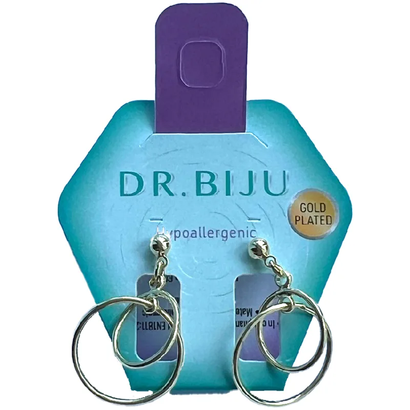 Сережки DR.BIJU (Доктор Бижю) Дуо Ринг 18 мм Золото 1 пара