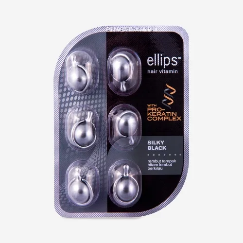Вітаміни для волосся "Шовкова ніч" з про-кератиновим комплексом - Ellips Hair Vitamin Silky Black With Pro-Keratin Complex, 6x1мл