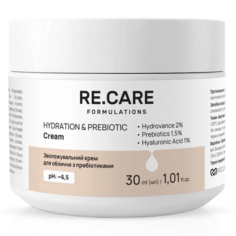 Крем для обличчя RE.CARE (Рекейр) Hydration & Prebiotic Cream з пребіотиками зволожуючий 30 мл