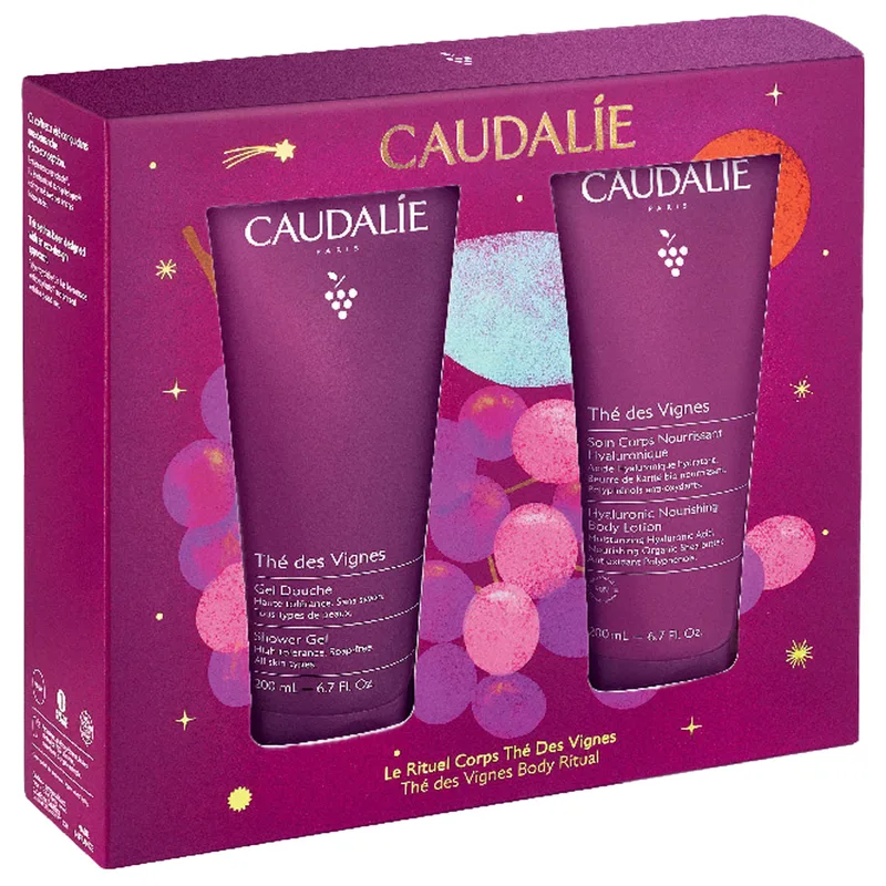 Набір CAUDALIE (Кадалі) The des Vignes Body Set - Xmas 2026 Живильний лосьйон для тіла 200 мл + Гель-душ The des Vignes 200 мл