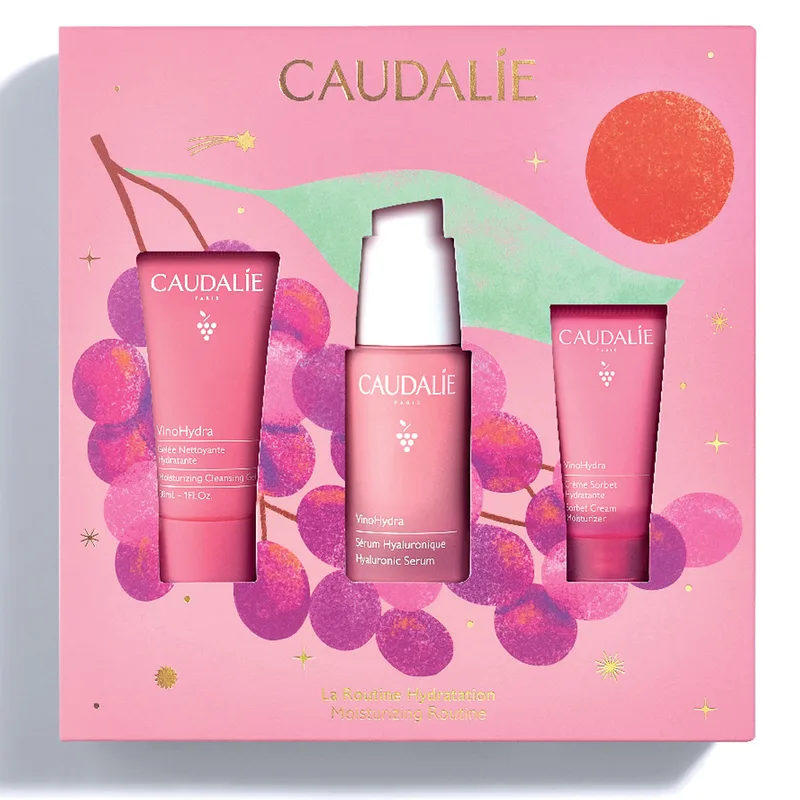 Набір Caudalie (Кодалі) Vinohydra Serum (Сироватка Vinohydra гіалуронова 30 мл+Гель Vinohydra зволожуючий для вмивання 30 мл+Маска-крем Vinohydra зволожуюча 15 мл)