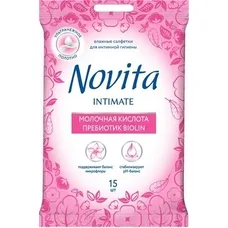 Серветка Novita Волога Intimate Пребіотик біолін з єврослотом №15