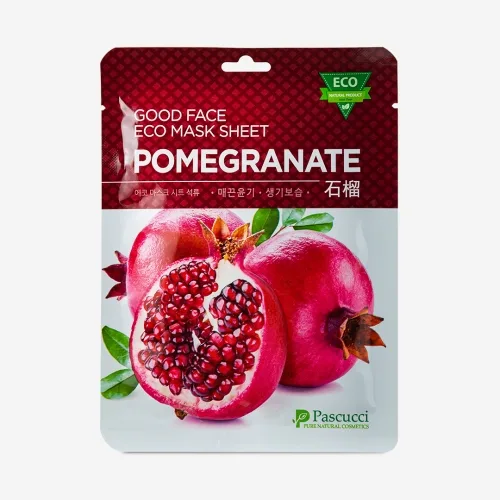Тканинна маска для обличчя з екстрактом гранату 23 мл Pascucci Good Face Eco Mask Sheet Pomegranate