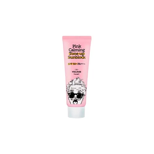 Заспокійливий сонцезахисний крем вирівнюючий тон, SPF50 + / PA ++++ 25 мл Village 11 Factory pink calming sun block SPF50+ PA++++