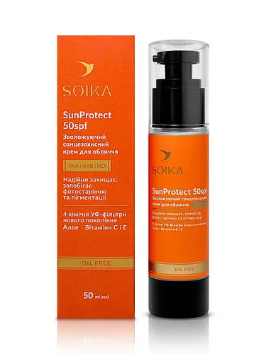 Крем для обличчя сонцезахисний Soika SunProtect зволоження SPF50 50 мл