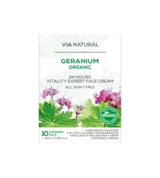Експертний крем для обличчя 24 години Герань Organic VIA Natural від BioFresh, 50 мл