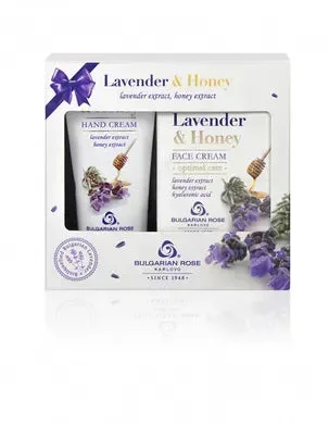 Подарунковий набір Lavender & Honey Bulgarian Rose: крем для обличчя і рук, 2×50 мл