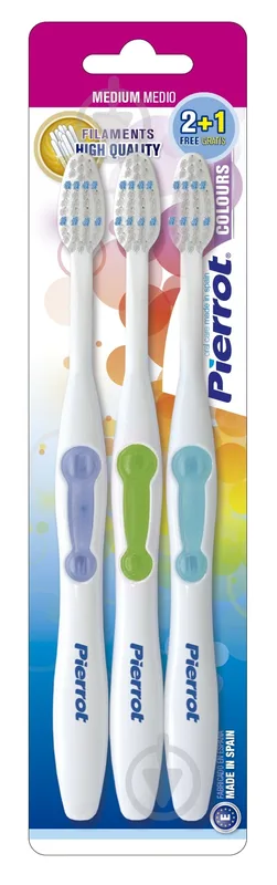 Зубна щітка Pierrot Colours №3 середньої жорсткості 3 шт.