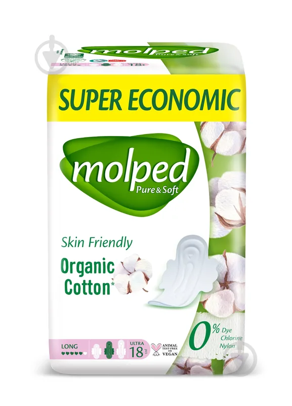 Гігієнічні прокладки Molped Pure&Soft Long 5 крапель 7 шт