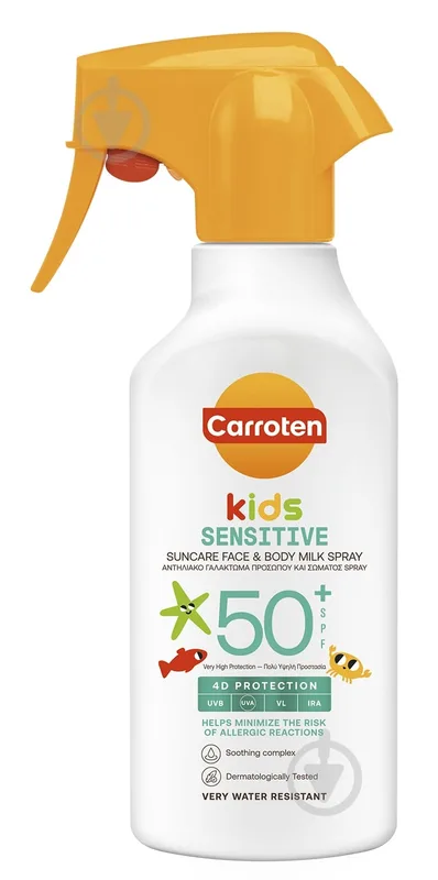 Молочко сонцезахисне Carroten Kids Sensitive Suncare Milk Spray Spf50+ 270 мл