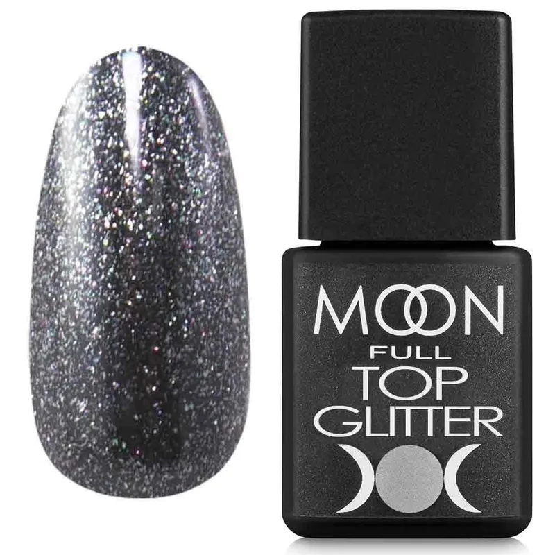Топ для гель-лаку Moon Full Top Glitter Silver №03 без липкого шару 8 мл