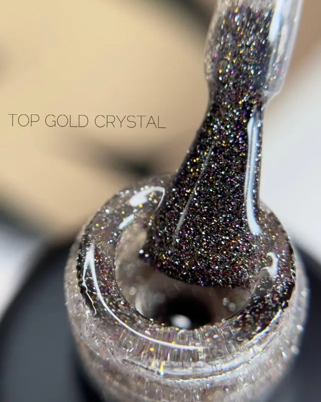Топ світловідбивний для гель-лаку без липкого шару Crooz Crystal Top Gold з шиммером 8 мл Золотий