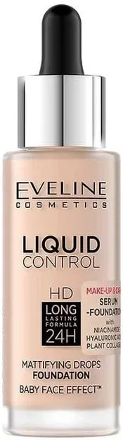 Тональна основа для обличчя Eveline Liquid Control 002 Soft Porcelain Niacynamid 32 мл