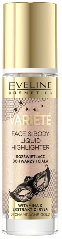 Хайлайтер для обличчя та тіла Eveline Cosmetics Variete Face & Body Liquid Highlighter рідкий відтінок 01 Champagne Gold 30 мл