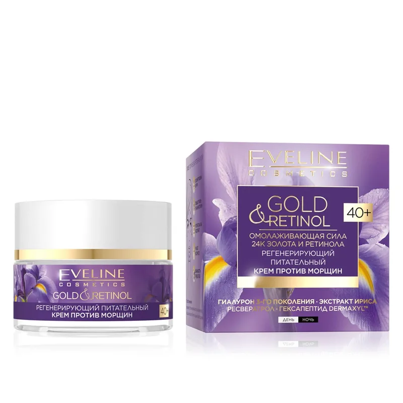Крем-ліфтинг для обличчя Eveline Gold & Retinol, регенеруючий 40+, 50 мл