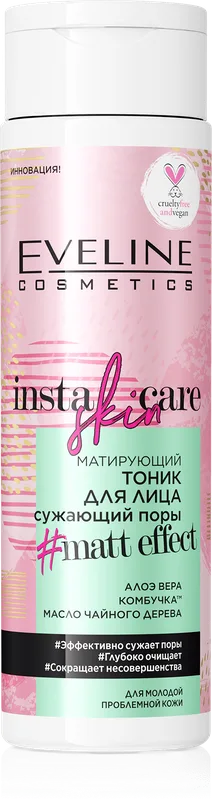 Тонік для обличчя Eveline Insta Skin Care матуючий звужуючий пори, 200 мл
