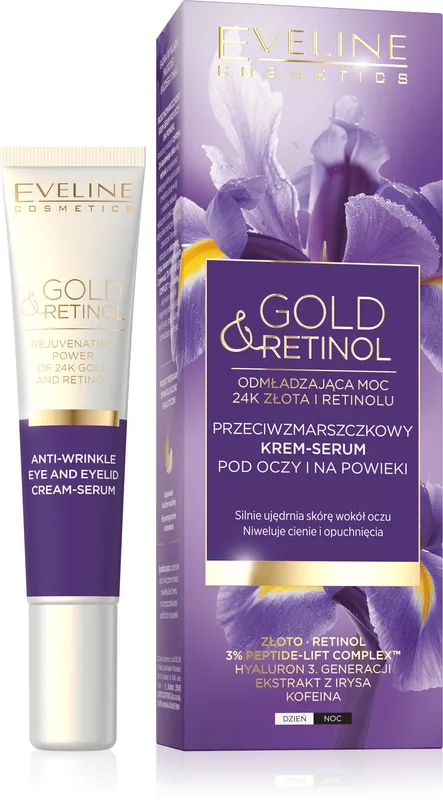 Крем-сироватка навколо очей Eveline Gold & Retinol антивіковий догляд, 20 мл