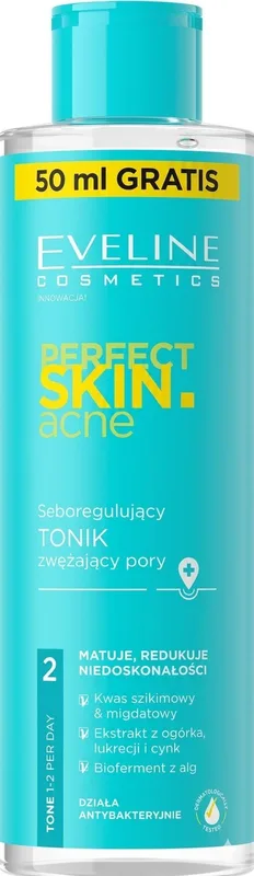 Тонік для обличчя Eveline Cosmetics Perfect Skin Acne себорегуляція і звуження пор 200 мл