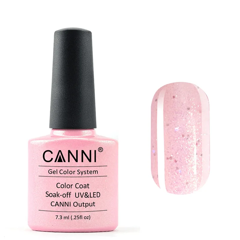 Гель-лак Canni Color Coat Soak-off UV&LED 216 дрібні рожево-голографічні блискітки 7.3 мл