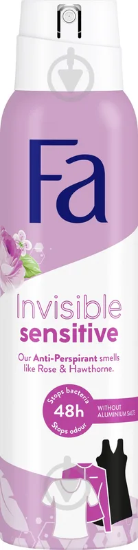 Антиперспірант для жінок Fa Invisible Sensitive з ароматом троянди та глоду 150 мл