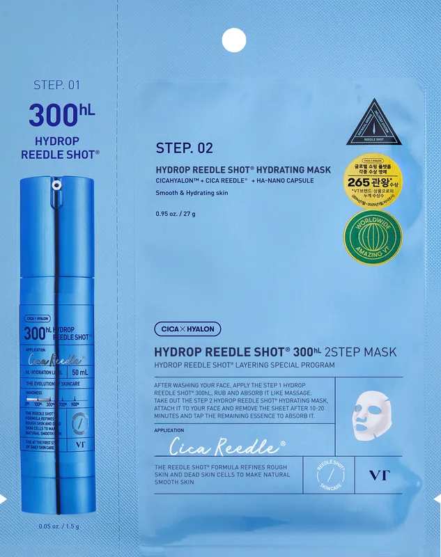 Маска для обличчя VT Cosmetics Hydrop Reedle Shot 300hL 2-Step Mask із комплексом Cica Reedle 28.5 г