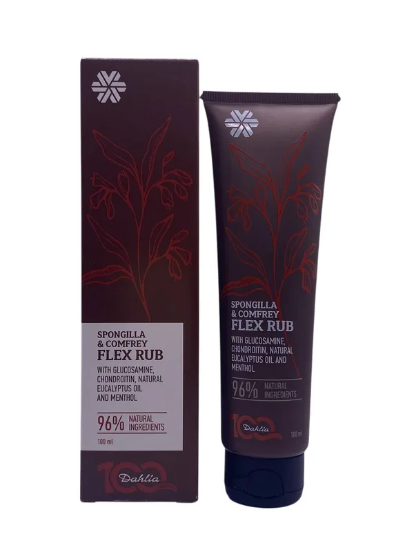 Бальзам для тіла Dahlia живокіст з глюкозаміном хондроїтином Spongilla & Comfrey FLEX RUB 100 мл (2544103861)
