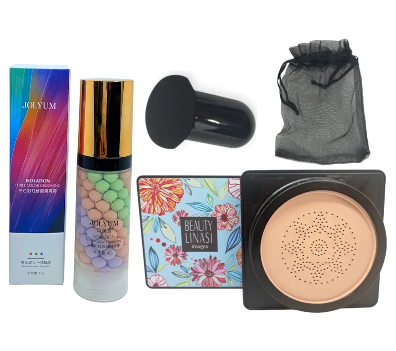 Тональний крем-кушон Beauty Linasi та база під макіяж Jolyum натуральний фініш зволожуючий