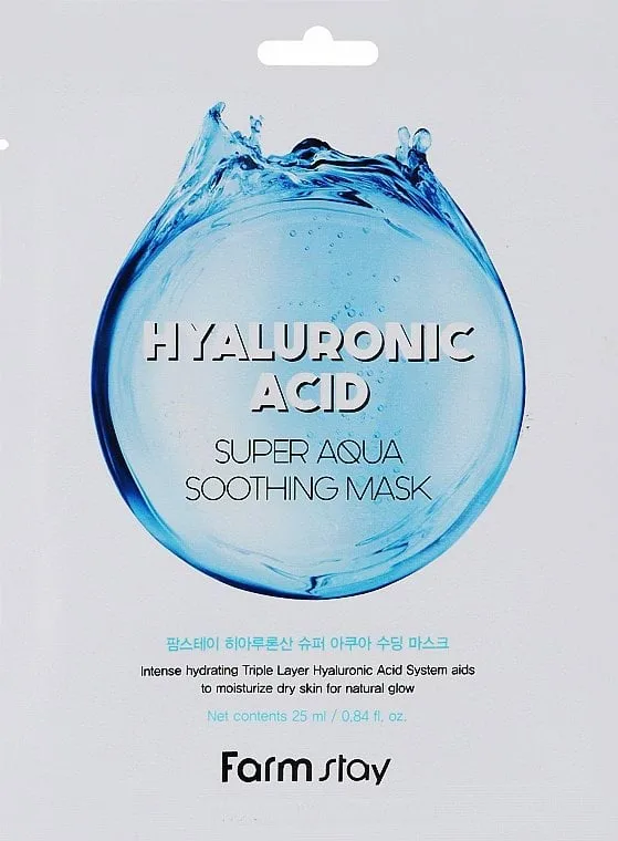 Маска для обличчя FarmStay Hyaluronic Acid Super Aqua Soothing Mask з гіалуроновою кислотою 25 мл