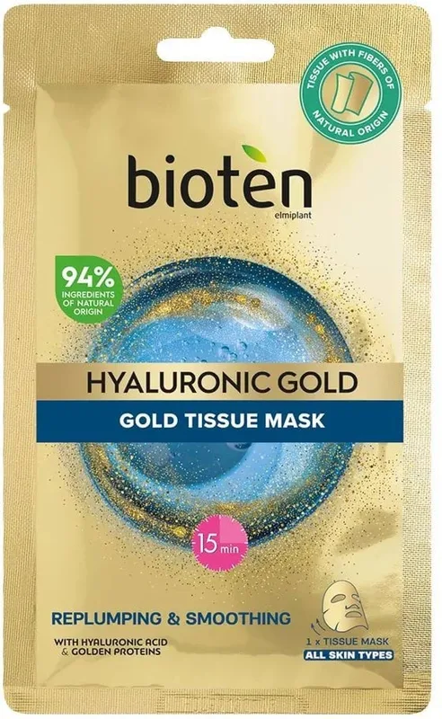 Маска тканинна для обличчя Bioten Hyaluronic Gold відновлююча 25 мл