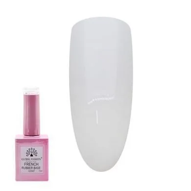 База для гель-лаку каучукова Молочна Global Fashion Milk Rubber Base Coat, 15 мл.