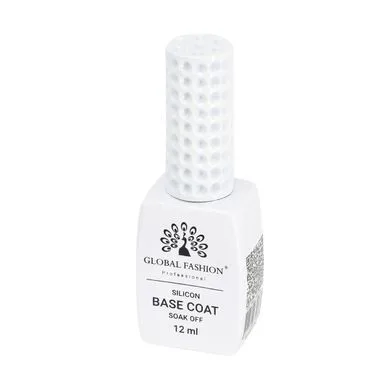 База для гель-лаку Global Fashion SILICON base coat soak off, 12 мл. (Біла банка)