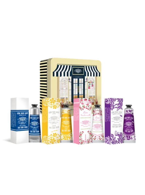 Metal Box Shop Milk Cream, Jasmine, Rose Mademoiselle, Lavender набір кремів для рук