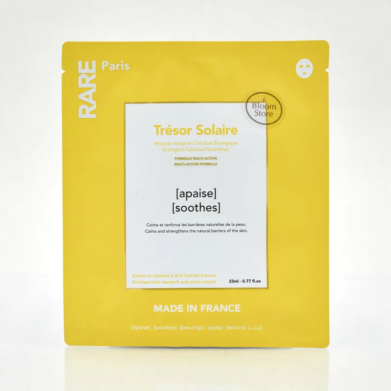 RARE Paris Tresor Solaire Ecological Cellulose Facial Mask Заспокійлива маска для обличчя з вітаміном Е і екстрактом арніки
