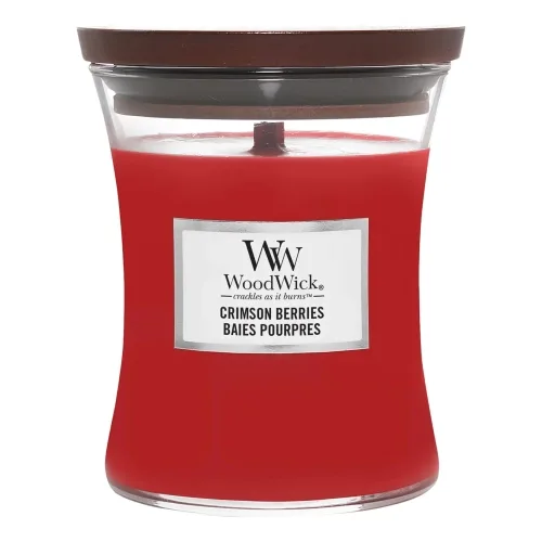 Ароматична свічка з нотами різдвяних ягід WOODWICK Medium Crimson Berries — вага 275 г