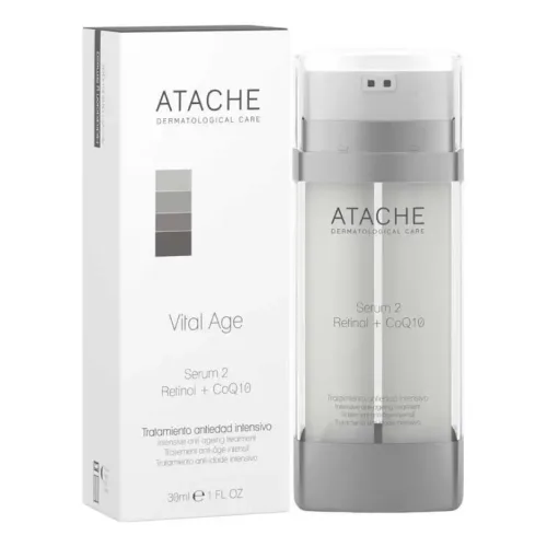 Нічна двокомпонентна сироватка з ретинолом та коензимом Q10 ATACHE Retinol Vital Age Serum Intensive Anti-Aging — обʼєм 30 мл