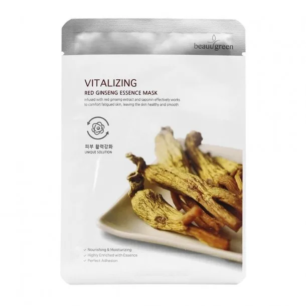 Тонізуюча Тканинна Маска для Обличчя BeauuGreen Vitalizing Red Ginseng Essence Mask (23 гр)