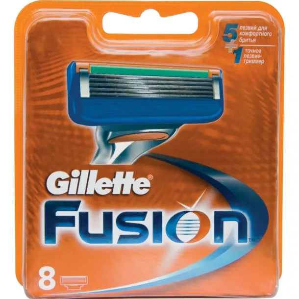Змінні Касети для Бритви Джилет Фьюжн — Gillette Fusion in 8 Refill Cassettes 5 Blade Shaving Surface+1 Precision Trimmer