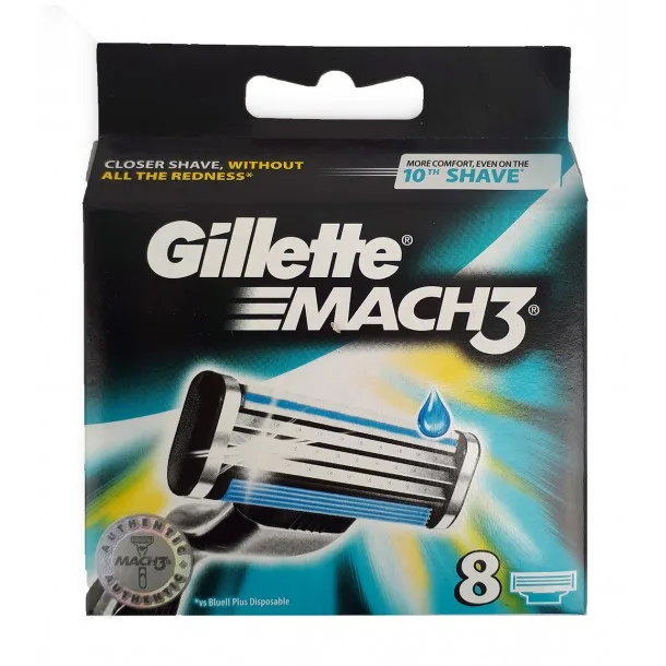 Змінні Касети для Бритви Джилет Мак3 — Gillette Mach3 in 8 Refill Cassettes