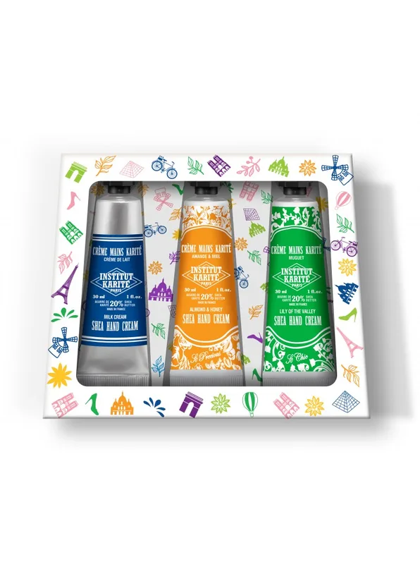 Parisian trio Milk Cream, Almond &amp; Honey, Lilly of valley набір кремів для рук